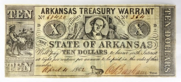 $10 STATE OF ARKANSAS OBSOLETE NOTE