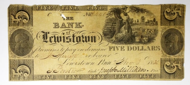 $5 LEWISTOWN,PA OBSOLETE NOTE