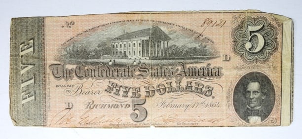 1864 $5 CONFEDERATE STATES OF AMERICA