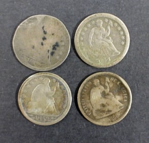 (5) 1800's SEATED HALF DIMES