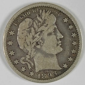 1893-O BARBER SILVER QUARTER