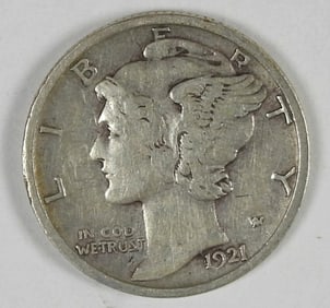 1921-D MERCURY SILVER DIME