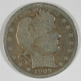 1909-O BARBER SILVER QUARTER