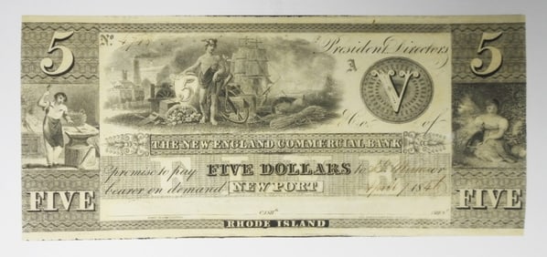 $5 NEW ENGLAND BANK OBSOLETE NOTE