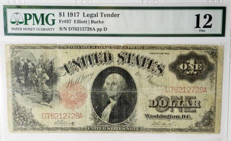 1917 $1 LEGAL TENDER PMG 12