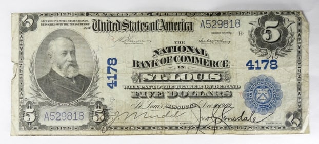1902 $5 ST. LOUIS, MO NATL CURRENCY