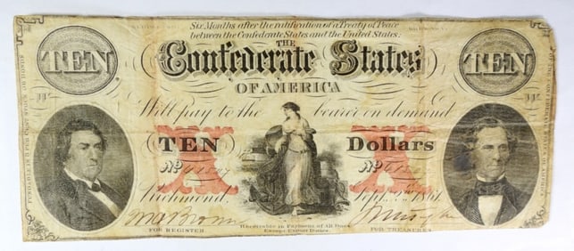 1861 $10 CONFED STATES OF AMERICA T-26
