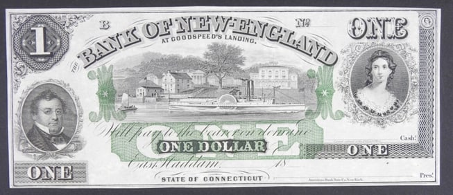 $1 BANK OF NEW ENGLAND OBSOLETE NOTE