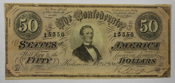 1864 $50 CONFEDERATE STATES OF AMERICA