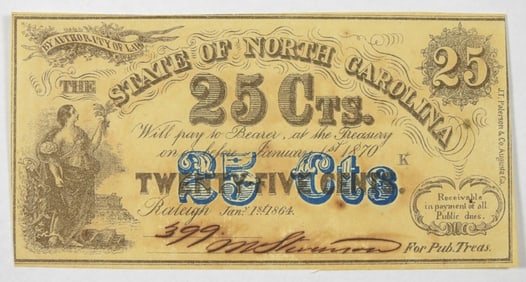 25 CENTS STATE OF NORTH CAROLINA NOTE