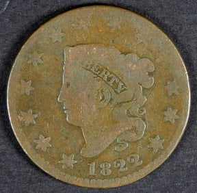 1822 LIBERTY HEAD LARGE CENT