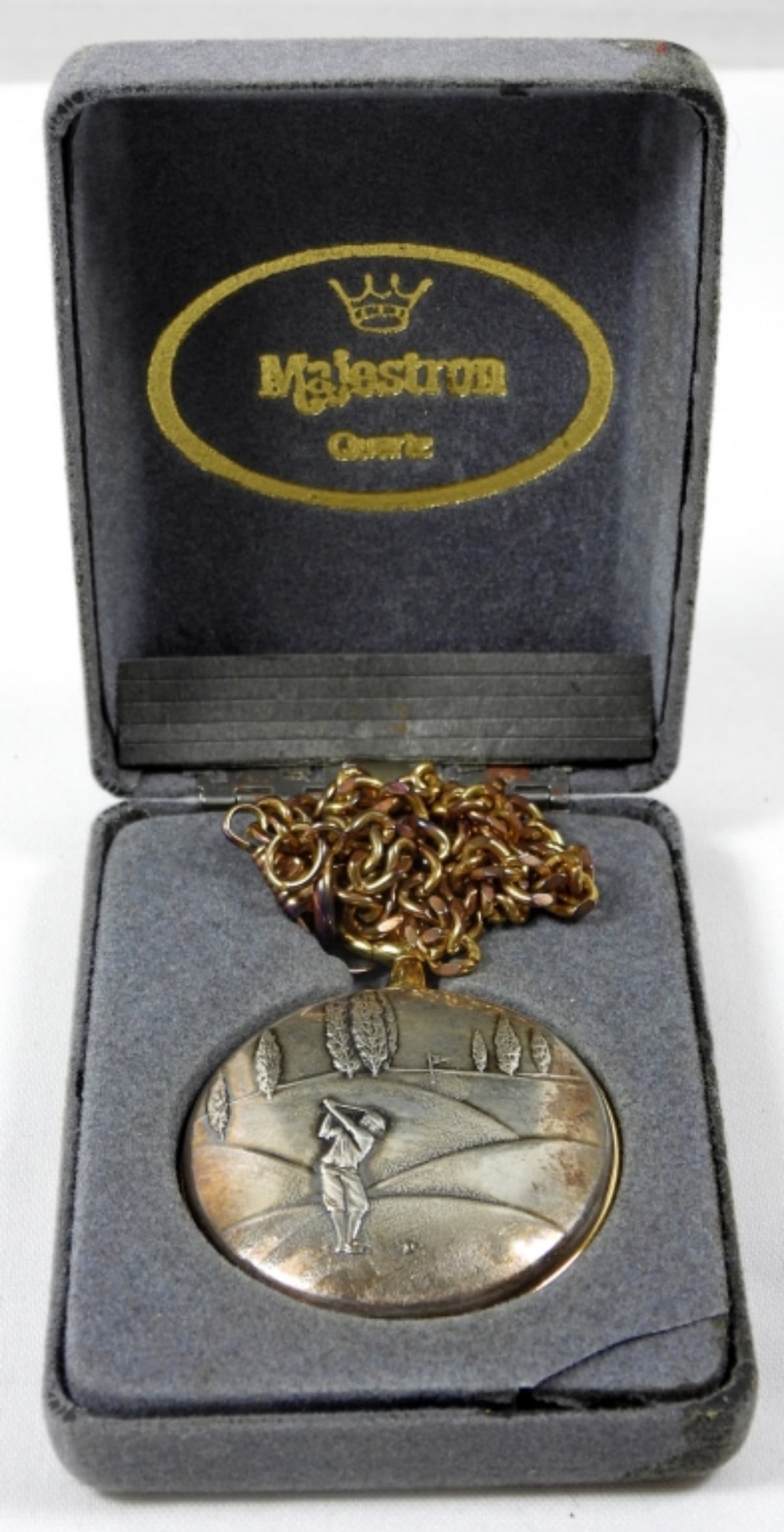 MAJESTRON "GOLF" POCKET WATCH QUARTZ: in ORIGINAL BOX - UNTESTED