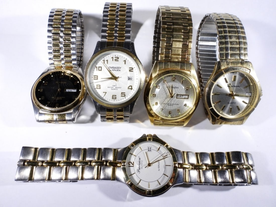 (5) DAY/DATE MENS QUARTZ WATCH LOT (1 of 2)