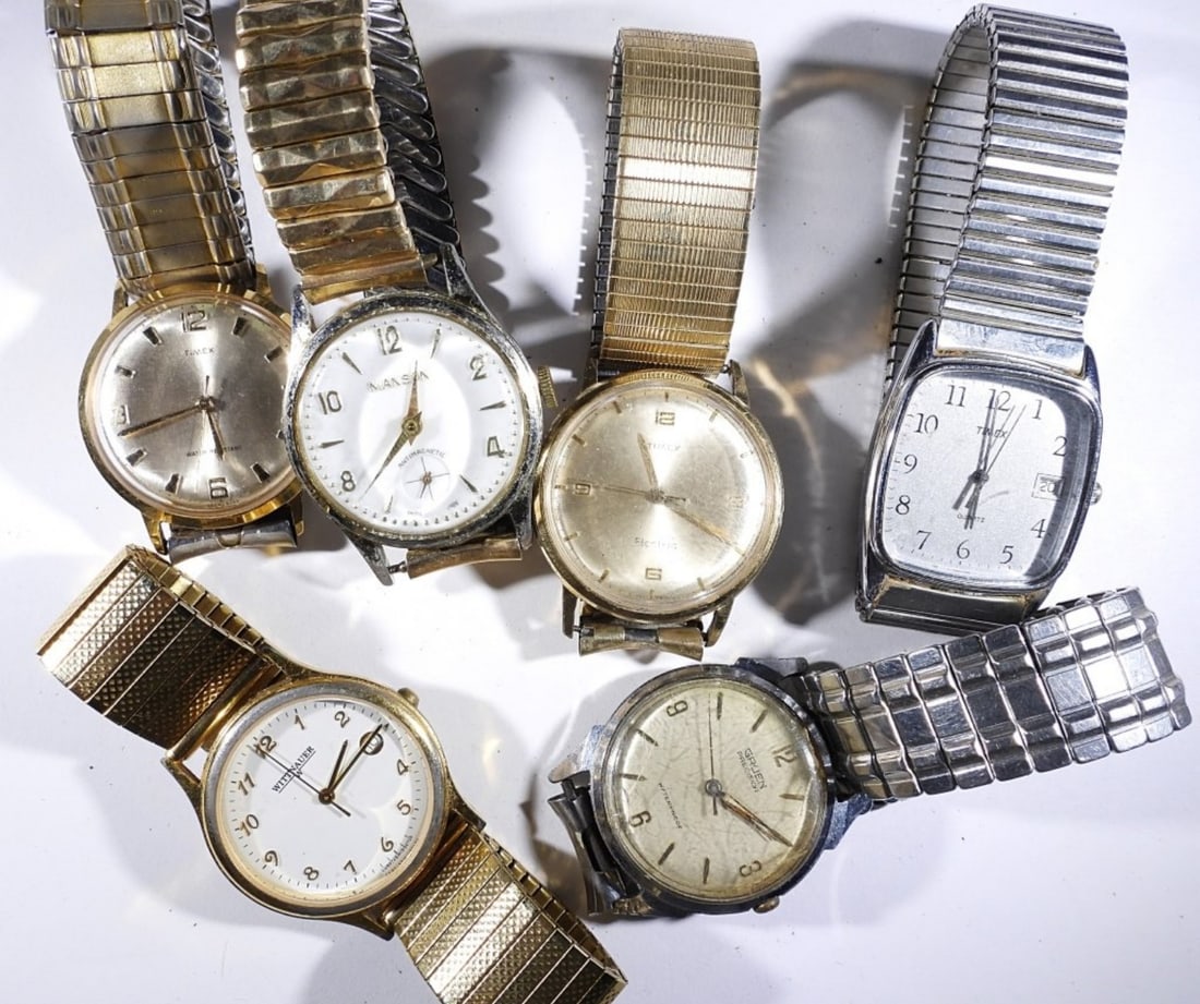 (6) MENS STRETCH BAND WATCH LOT (1 of 3)