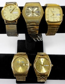 UNTESTED DATE/DAY MENS GOLD TONE WATCHES