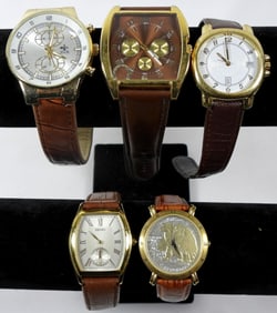 MENS BROWN BAND WATCH MIXED LOT (5)
