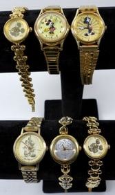 (6) GOLD TONE MICKEY/MINNIE WATCHES