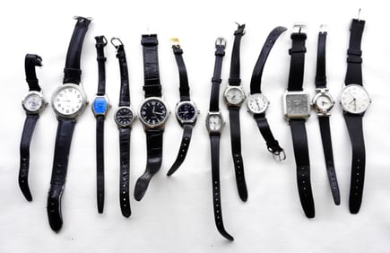 (12) LEATHER BAND WATCHES