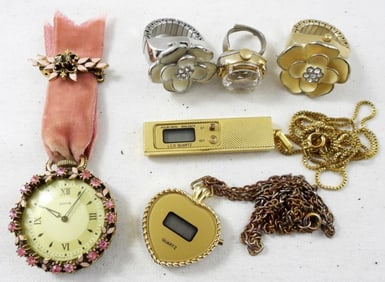 LADIES WATCH RINGS, PIN & PENDANTS