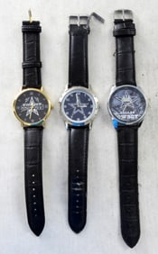 (3) DALLAS COWBOYS LEATHER MENS WATECHES