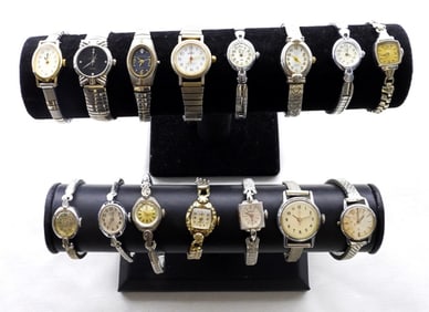(15) LADIES SILVER TONE STRETCH WATCHES