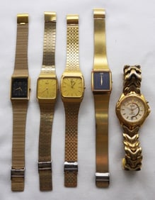 (5) SEIKO GOLD TONE WATCH LOT