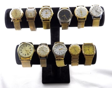 MENS GOLD TONE STRETCH WATCHES (11)