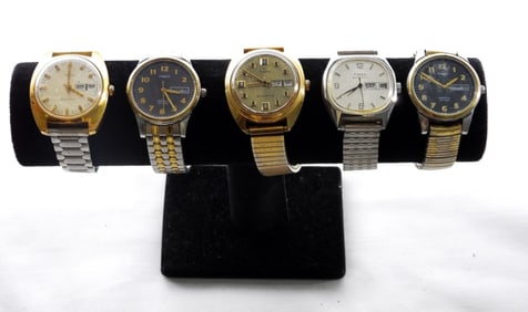 (5) MENS UNTESTED TIMEX DATE/DAY WATCHES