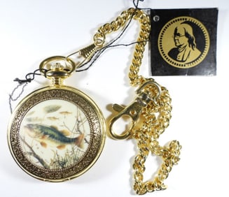 FRANKLIN MINT BASS POCKET WATCH