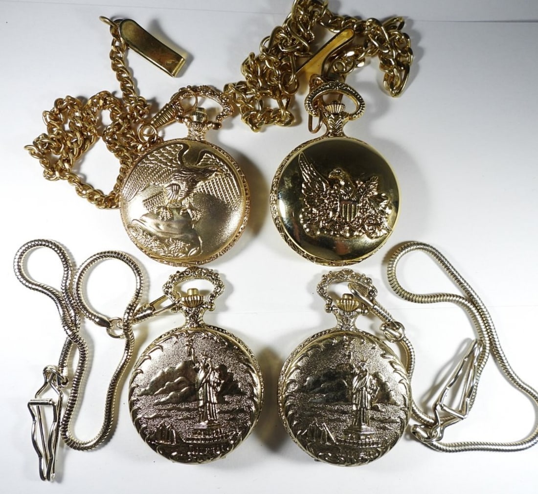 (4) GOLD TONED POCKET WATCHES (1 of 5)