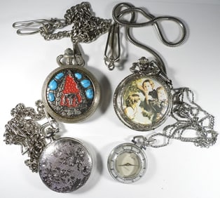 (4) SILVER TONED POCKET WATCHES