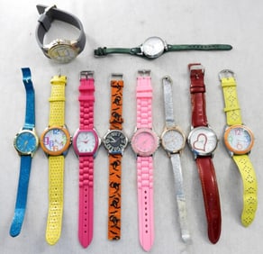 (10) LADIES WATCHES WITH COLORFUL BANDS