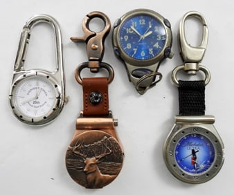 (4) KEY CHARIN POCKET WATCHES