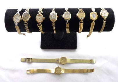 (10) VINTAGE LADIES GOLD TONE WATCHES