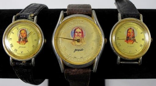 (3) VINTAGE JESUS WATCH LOT