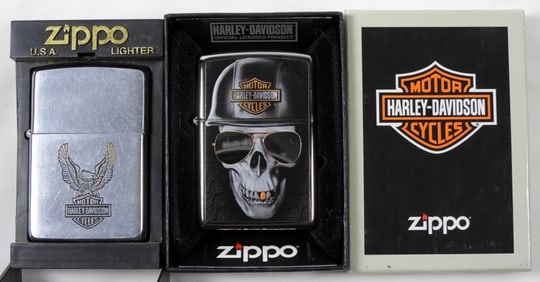 HARLEY DAVIDSON ZIPPO LIGHTERS  (2)