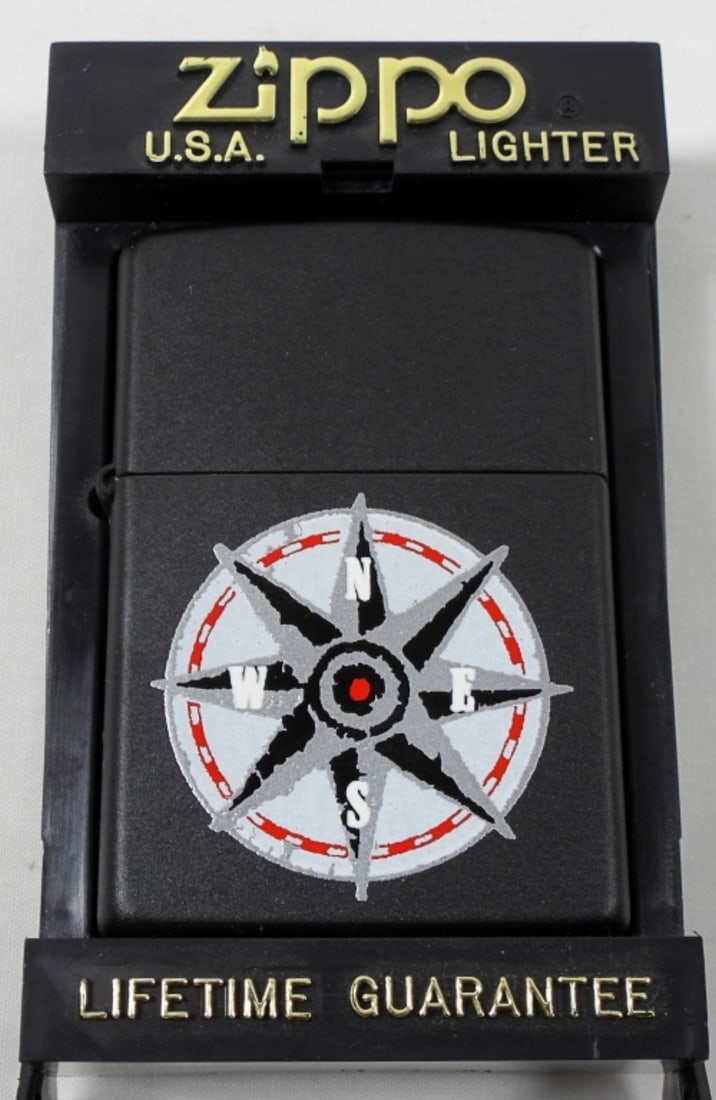 1998 UNFIRED COMPASS MATTE BLACK ZIPPO (1 of 5)