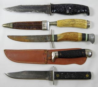 (5) FIXED BLADE KNIFE LOT - (2) BONE