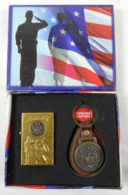 ARMY BUTANE LIGHTER AND KEYCHAIN SET