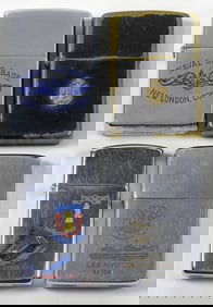 (4) MILITARY ZIPPO LOT--ALL FIRED