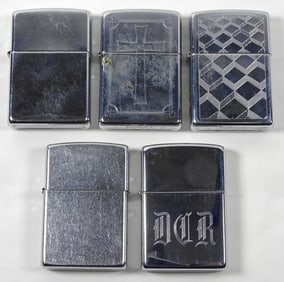 2001-2007 SILVER CHROME ZIPPO LOT (5)