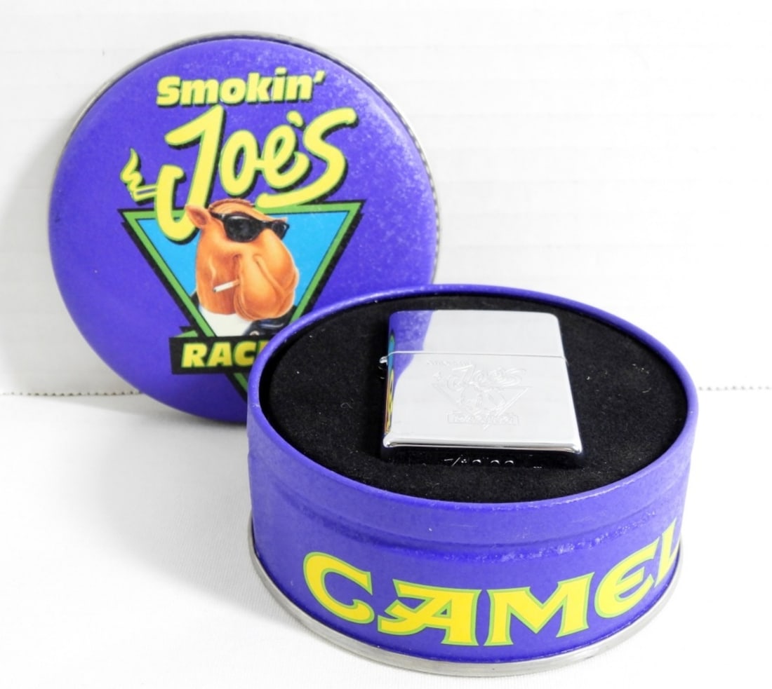 SMOKIN JOES'S ZIPPO-1994: VINTAGE 1994 SMOKIN' JOES RACING ZIPPO- COMES WITH THE ORIGINAL TIN IN GOOD CONDITION- THE ZIPPO IS SEALED & UNFIRED. PREOWNED,
