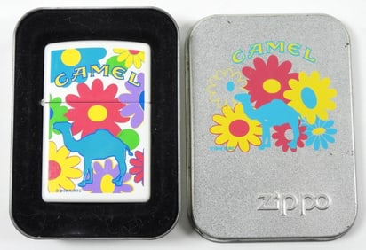 1996 CAMEL FLOWER POWER FIRED ZIPPO
