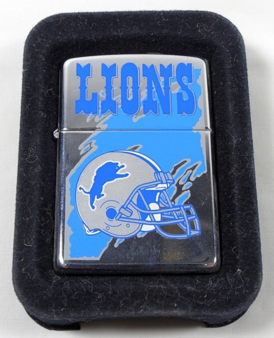 1997 SEALED DETROIT LIONS ZIPPO: 1997 CHROME SEALED DETROIT LIONS ZIPPO, NOT IN TIN.