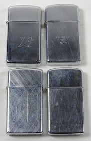 (4) SILVER CHROME ZIPPO LOT