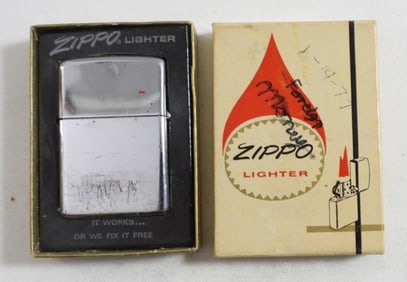 1973 CHROME (FIRED) ZIPPO LIGHTER IN BOX
