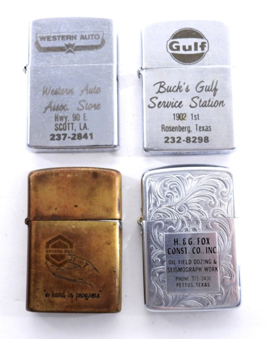 (4) ADVERTISING LIGHTERS- GULF, GIFFORD (1 of 4)