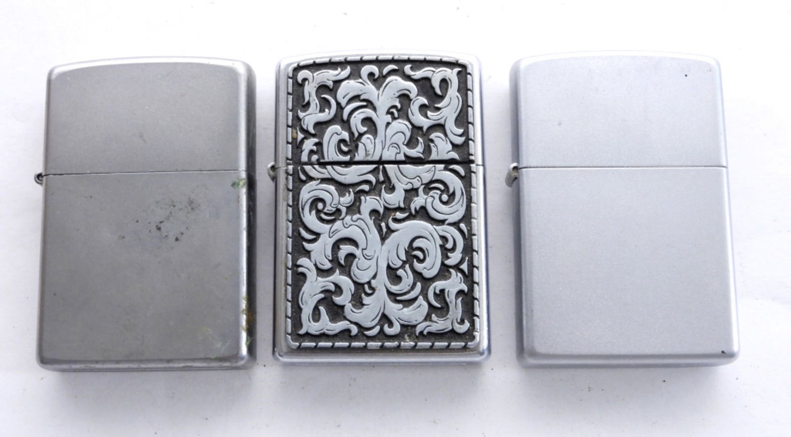 (3) ZIPPO LIGHTERS- SILVER TONE (1 of 3)