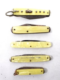 (5) YELLOW POCKET KNIFE LOT