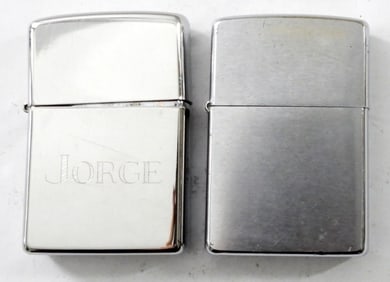 (2) SILVERTONE ZIPPOS